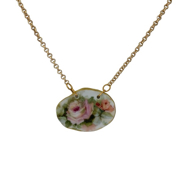 Centuries old Bavarian china piece necklace. 1800’s - Picture 3 of 11